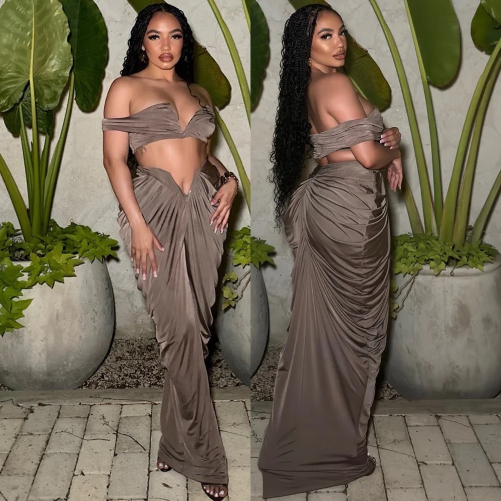 Elegant Brown Skirt Set